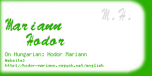 mariann hodor business card